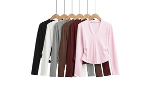 Fall Women's Slim-Fit Round Neck Long Sleeve Solid Basic Running Top-Lightweight Breathable American Yoga Style Layering Tee