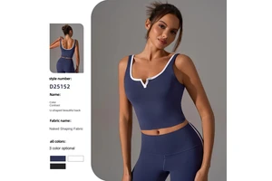 Under Lulu Custom Contrast Color Small V-neck with Chest Pad Breathable for Women's Deep U-Back Sleeveless Short Fitness YogaTop