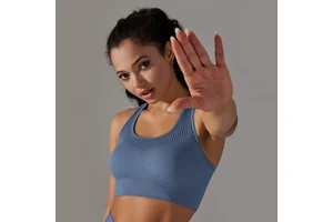 Seamless Solid Color Jacquard High Elastic Tight Yoga Sports Vest - Workout Top for Women