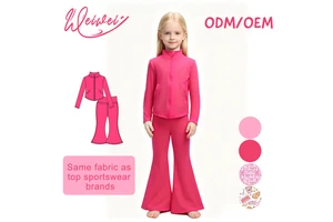 WEIWEI High-End Slim Fit Loungewear Top And Flare Pants Yoga Set For Girls Naked Feel Buttery Soft For School PE Gym Dance