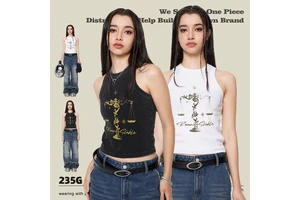 Wholesale Fashion Custom Logo Print Cotton Sleeveless Distressed Vintage Acid Wash Y2k Cropped Women's Tank Tops