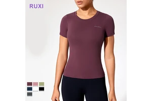 Women Workout Slim Short Sleeve Women Yoga Top Breathable Short Sleeve Custom Crop Top Yoga Slim Short Sleeve Top