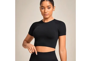 Summer women's breathable thin sports tops high elastic water-wicking short-sleeved fitness clothes tight yoga tops