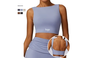 Wholesale Backless Yoga Vest High Strength Quick Drying Gym Workout Yoga Bra Fitness Clothes Running Tight Sports Bra for Women