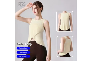 Roregal Spring Summer Women's Yoga Tank Top Loose Fit Cross Back Workout Shirt Quick Dry Sleeveless Gym Top