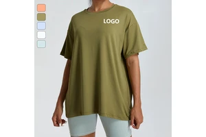 Breathable Quick Dry Oversized Short Sleeve T-Shirt Activewear Women Loose Lightweight Casual Fitness Workout Yoga Top