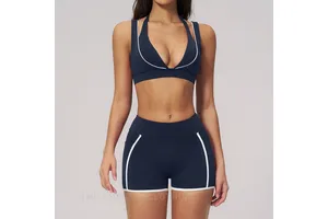 Women Yoga Set Slimming Fitness Sportswear, Seamless Workout Outfit, Skin-Friendly Activewear Set, High-Waist Shorts Sports Bra