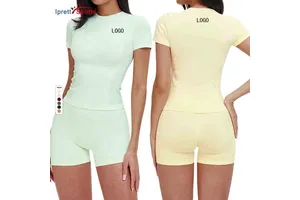 Fashion Women Comfortable Yoga Clothes Casual Outdoor Running Plus Size Athletic Seamless Sport Top Short Shirt