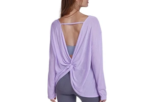 Autumn New Yoga Blouse Women's Loose Back-Smoothing Casual Sports Fitness Top Lightweight Breathable for Nine Quarter Sleeve