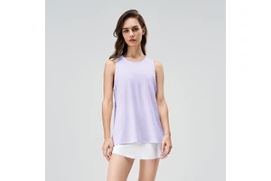 Custom logo Hot Sale Summer Soft Running UPF 50+ Sport Cool Feel Quick Dry Crew Neck Loose Long Yoga Gym Tank Top for Women