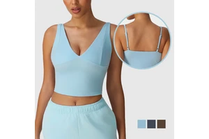 Trim Fit V-Neck Adjustable Sleeveless Lady One Piece Custom Sports Yoga Fitness High Quality Gym Workout Top for Women