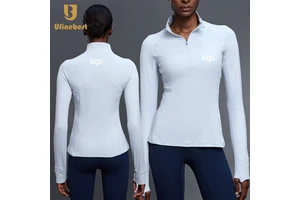 Half-Zipper Long-Sleeved Yoga Top with Stand-Up Collar Waist-Cinching Outdoor Running Fitness Suit