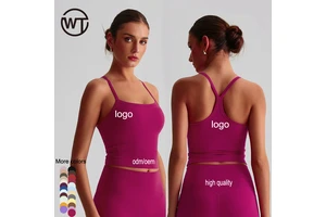 Spandex Nylon Fitness Sport Wear Women Four-Way Stretch Padded High Quality Back Custom Logo Workout Running Gym Yoga Bra Tops