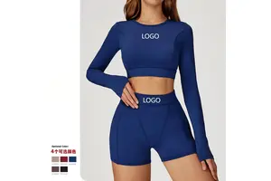 2025 Breathable Lightweight Eco-Friendly Nylon Spandex Seamless Yoga Plus Size Long-sleeved Four-Way Stretch Round-neck Top