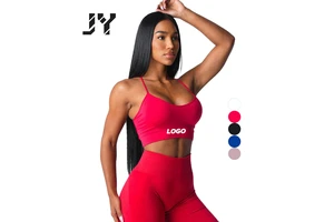 JOYYOUNG Sports Top Sport Exercise Fitness Workout Women Seamless Comfort Hollow Back Cross Sexy Yoga Halter Sports Bra