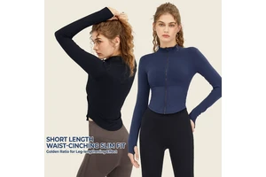 New Yoga Wear Women's Tight-fitting Slimming Zipped Short Stand-up Collar Sports Jacket Fitness Running Long-sleeved Top