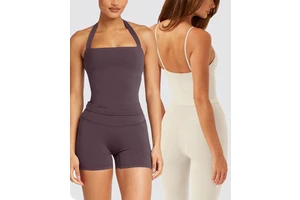 YanRuo Sports Halter-neck Vest, Fitness Yoga Sleeveless Top, Backless Gathering Sports Suit