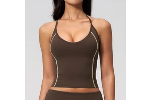 OEM Custom Logo Solid Lightweight Breathable Skinny Fit Tank Tops Sleeveless Backless Gym Vest Women Yoga Sport Quick Dry
