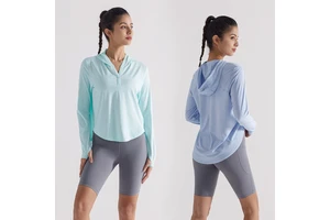 OEM Women Hooded Athletic Yoga Shirt Quick Dry Long Sleeve Workout Top Premium Breathable Fabric Fitnesswear Activewear