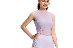 High-End Fashion Simple Breathable Women's Yoga Tank Top Spandex/Nylon Mesh Two-Piece Pilates Fitness Sports Camisole