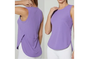 Aoyema Women's Lightweight Activewear Workout Tank Top Cool-Dry Sleeveless Loose Fit Yoga Shirts Long Athletic Tops for Women