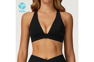 High Support Eco-Friendly Deep V Halter Neck Training Bra Quick Dry Breathable Yoga Running Crop Top