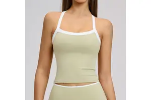 Women's Plus Size Yoga Tank Top Casual Summer Cutout Back Contrast Color Eco-Friendly Breathable Quick Dry Embroidery Fitness