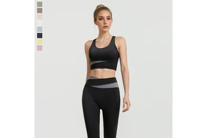 Custom Summer Breathable 4-Way Stretch Sports Bra Gym Tank Top Compression Tummy Control High Cross Waist Fitness Yoga Leggings