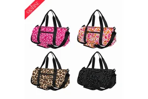Stylish Custom Leopard Print Large Capacity Sports Gym Bag with Compartment Adjustable Strap