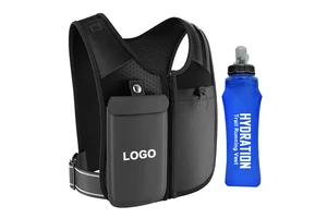 Custom Logo Reflective Lightweight Marathon Trail Cycling Training Hydro Hydration Running Vest Phone Holder with 500 ml Bottle