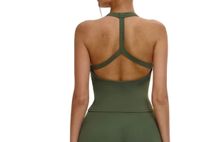 Cross Border Halter Sports Vest Y Shaped Hollow Back Slim Yoga Tank Top Breathable Moisture-wicking Spandex/Nylon Square Neck