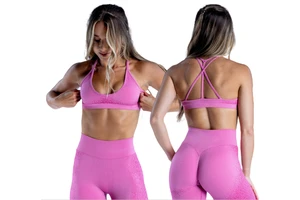 High Support Cross Shoulder Strap Yoga Tank Top Seamless Quick Dry Sports Bra Scrunch Push-Up Breathable Fitness Underwear for
