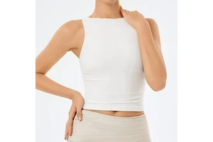 JK0013 Versatile Casual Fitness Tank Top Breathable Double-Layer Yoga Sports Top with Front Logo Backless Running Wear