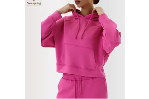 Casual Breathable Chiffon Washed Women's Yoga Sports Workout Running Top Loose Pullover Hoodie Pocket Collar Autumn Winter Print