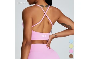 New Yoga Vest Women's Shock-proof Gathering Cross Back Sports Underwear Quick Dry Running Fitness Clothing Top