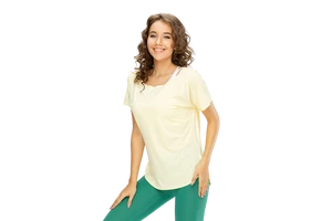 Breathable Plus Size Yoga Blouse New Round-Neck Lightweight Recyclable Sports Short Sleeve T-Shirt Front All-Match for Adults