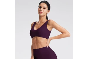 Women Deep V Neck Sports Bra High Support Breathable Yoga Top Buttery Soft Workout Running Fitness Activewear