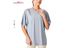 Loose Fit Women's Short Sleeve Shirts Workout Tops Mesh Active Running Sports T Shirts Athletic Yoga Clothing