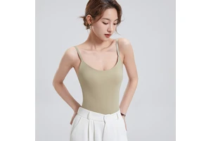 New All-in-One Built-in Bra Camisole Trendy Slim-Fitting Casual Breathable Eco-Friendly Knitted Tank Top Women Layering