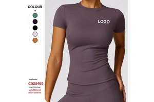 Custom High-Quality Spring Quick-Drying Yoga Short-Sleeved T-Shirts Fitness Tops Women Running Quick-Drying Workout Yoga Clothes
