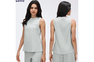 Custom Breathable Lightweight Women's Loose Fit Sleeveless Tank Top Crew Neck Yoga Sports Vest for Workout Gym