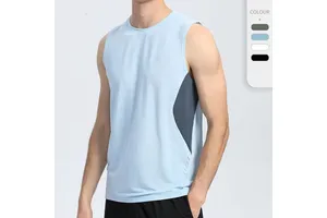 Custom Logo Wholesale Men's Solid Knitted Breathable Quick Dry Gym Sport Fitness Tank Top