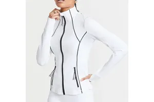 Custom Cool Style Solid Color Women Slim Fit Tight Long Sleeve Gym Tops Yoga Jackets