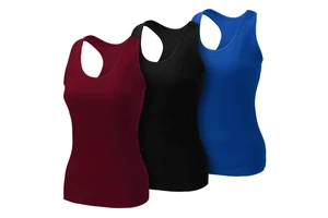 Wholesale Women's Breathable Stretchable Sleeveless Casual Tank Top Polyester/Cotton Fitness & Yoga Wear