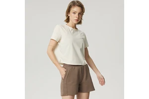 PIMA Cotton Waist-Length Short Sleeve Shirt Crewneck Tee Casual Active Workout Yoga Running Cropped Tee T Shirts