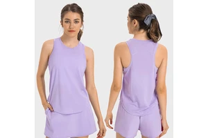 D-DT332 Women's Fitness Yoga Quick-Drying Vest Breathable Loose Sports T-Shirt Short Length Blouse for Summer Running