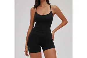 JC Breathable Lightweight Cross Back Compression Supportive Seamless Yoga Tops Quick Dry Fitness Top for Running Gym Front