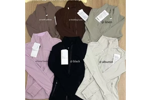 D1 Yoga Clothes, Women's Nude Jacket, Stand Collar Slim Fit Long Sleeved Running and Fitness Zipper Sports Top