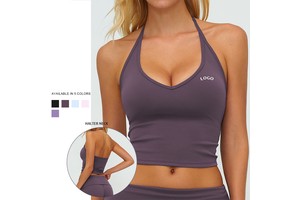 New Design Women Sexy V Neck Slim Fit Lightweight Spandex/Nylon Workout Tank Top Yoga Fitness Quick Dry Crop Top