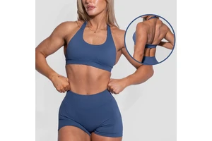 Halter Seamless Gym Backless Fitness Workout Nylon Spandex Custom Yoga Impact Sports Bra For Woman